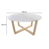 Capeview Interiors White Kiri Marble &amp; Rubberwood Coffee Table