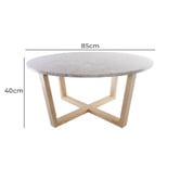 Capeview Interiors Rose Kiri Marble &amp; Rubberwood Coffee Table