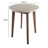 Capeview Interiors Kumi Travertine &amp; Rubberwood Side Table