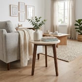 Capeview Interiors Kumi Travertine &amp; Rubberwood Side Table