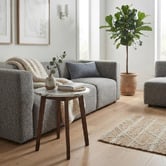 Capeview Interiors Kumi Calacatta Marble &amp; Rubberwood Side Table