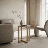 Nordvikka Rose Kiri Marble &amp; Rubberwood Side Table