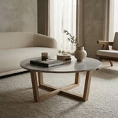 Nordvikka Rose Kiri Round Marble &amp; Rubberwood Coffee Table