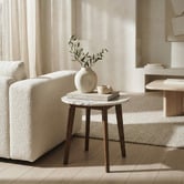 Nordvikka Kumi Calacatta Marble &amp; Rubberwood Side Table
