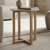 Nordvikka Rose Kiri Marble &amp; Rubberwood Side Table