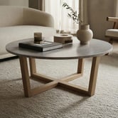 Nordvikka Rose Kiri Round Marble &amp; Rubberwood Coffee Table