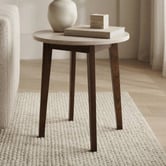 Nordvikka Kumi Travertine &amp; Rubberwood Side Table