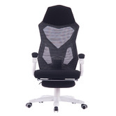 Albion Collection White &amp; Black Modern Office Chair with Foot Rest