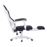 Albion Collection White &amp; Black Modern Office Chair with Foot Rest