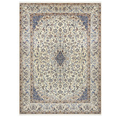 The Handmade Collection Cream &amp; Blue Nain Wool Persian Rug