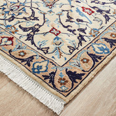 The Handmade Collection Cream &amp; Blue Nain Wool Persian Rug