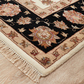 The Handmade Collection Ivory &amp; Black Narayan Indian Wool &amp; Silk Rug