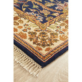 The Handmade Collection Navy Jaypor Hand-Knotted Wool Rug