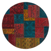 The Handmade Collection Tali Patchwork Hand-Knotted Wool Round Persian Rug