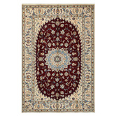 The Handmade Collection Burgundy Red Medallion Hand-Knotted Wool Persian Rug