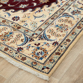 The Handmade Collection Burgundy Red Medallion Hand-Knotted Wool Persian Rug