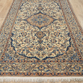 The Handmade Collection Light Beige Medallion Hand-Knotted Wool Persian Rug