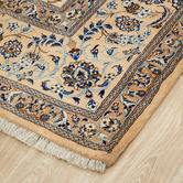 The Handmade Collection Cream &amp; Blue Hand-Knotted Wool Persian Rug