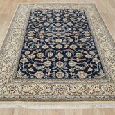 The Handmade Collection Navy Blue Hand-Knotted Wool Persian Rug