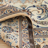 The Handmade Collection Cream &amp; Blue Hand-Knotted Wool Persian Rug