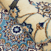 The Handmade Collection Cream &amp; Blue Hand-Knotted Wool Persian Rug