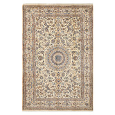 The Handmade Collection Cream &amp; Blue Hand-Knotted Wool Persian Rug