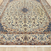 The Handmade Collection Cream &amp; Blue Nain Wool Persian Rug