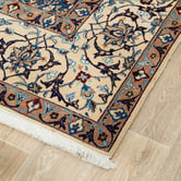 The Handmade Collection Cream &amp; Blue Nain Wool Persian Rug