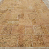 The Handmade Collection Light Beige Patch Work Hand-Knotted Wool Persian Rug