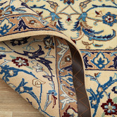 The Handmade Collection Cream &amp; Blue Nain Wool Persian Rug