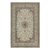 The Handmade Collection Beige &amp; Blue Medallion Hand-Knotted Wool Persian Rug
