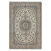 The Handmade Collection Light Grey Medallion Hand-Knotted Wool Persian Rug