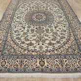 The Handmade Collection Light Grey Medallion Hand-Knotted Wool Persian Rug