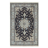 The Handmade Collection Black &amp; Beige Medallion Hand-Knotted Wool Persian Rug