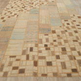 The Handmade Collection Cream &amp; Brown Patch Work Hand-Knotted Wool Kilim Rug