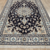 The Handmade Collection Black &amp; Beige Medallion Hand-Knotted Wool Persian Rug
