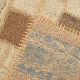 The Handmade Collection Cream &amp; Brown Patch Work Hand-Knotted Wool Kilim Rug