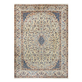 The Handmade Collection Cream &amp; Blue Nain Wool Persian Rug