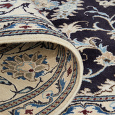 The Handmade Collection Black &amp; Beige Medallion Hand-Knotted Wool Persian Rug