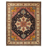 The Handmade Collection Cream &amp; Pink Medallion Hand-Knotted Wool Persian Rug