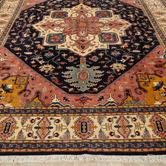 The Handmade Collection Cream &amp; Pink Medallion Hand-Knotted Wool Persian Rug