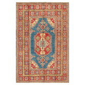 The Handmade Collection Red &amp; Blue Medallion Hand-Knotted Wool Persian Rug