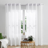 Design Studios Valerian Snow White Sheer Eyelet Curtains