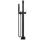 Meir 104cm Matte Black Freestanding Bath Spout &amp; Hand-Held Shower Set