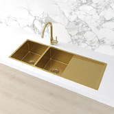 Meir Lavello 1160mm Double Stainless Steel Kitchen Sink with Drainer