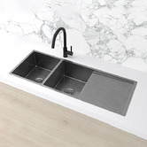 Meir Lavello 1160mm Double Stainless Steel Kitchen Sink with Drainer