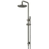 Meir Round 200mm Twin shower with Square Gooseneck &amp; Single Function Hand Shower
