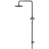 Meir Round 200mm Twin shower with Square Gooseneck &amp; Single Function Hand Shower