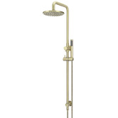 Meir Round 200mm Twin shower with Square Gooseneck &amp; Single Function Hand Shower
