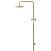 Meir Round 200mm Twin shower with Square Gooseneck &amp; Single Function Hand Shower